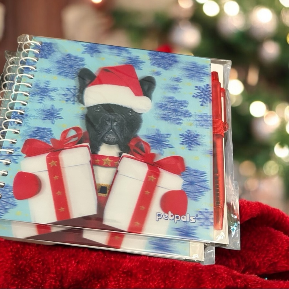 Holiday Pug Santa Presents Petpals Notebook & Pen SetChristmas